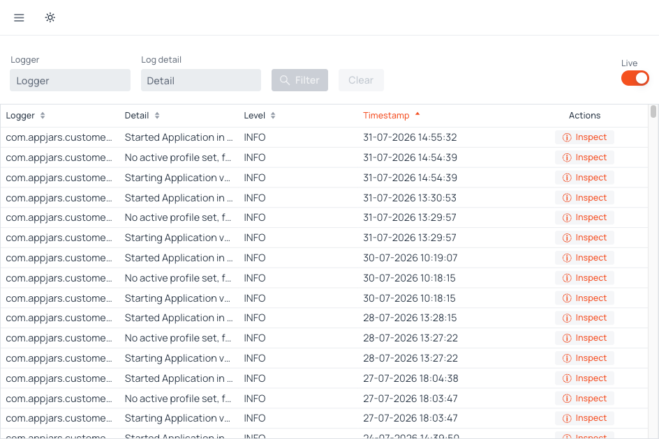 Activity Log screenshot