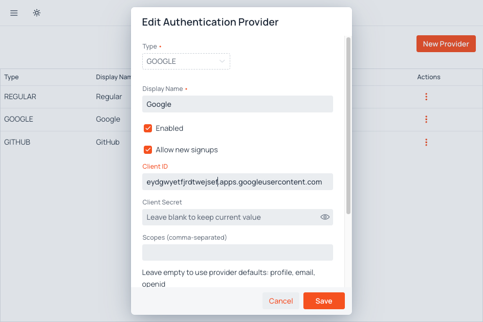 User Manager screenshot